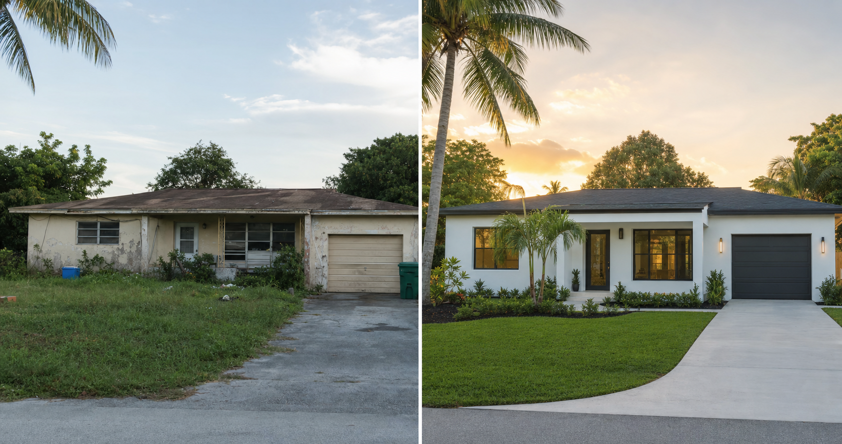 Before and after: a distressed Florida home transformed into a beautiful renovated home
