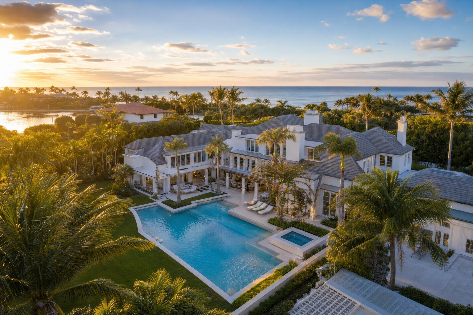 A renovated Palm Beach County home at sunset